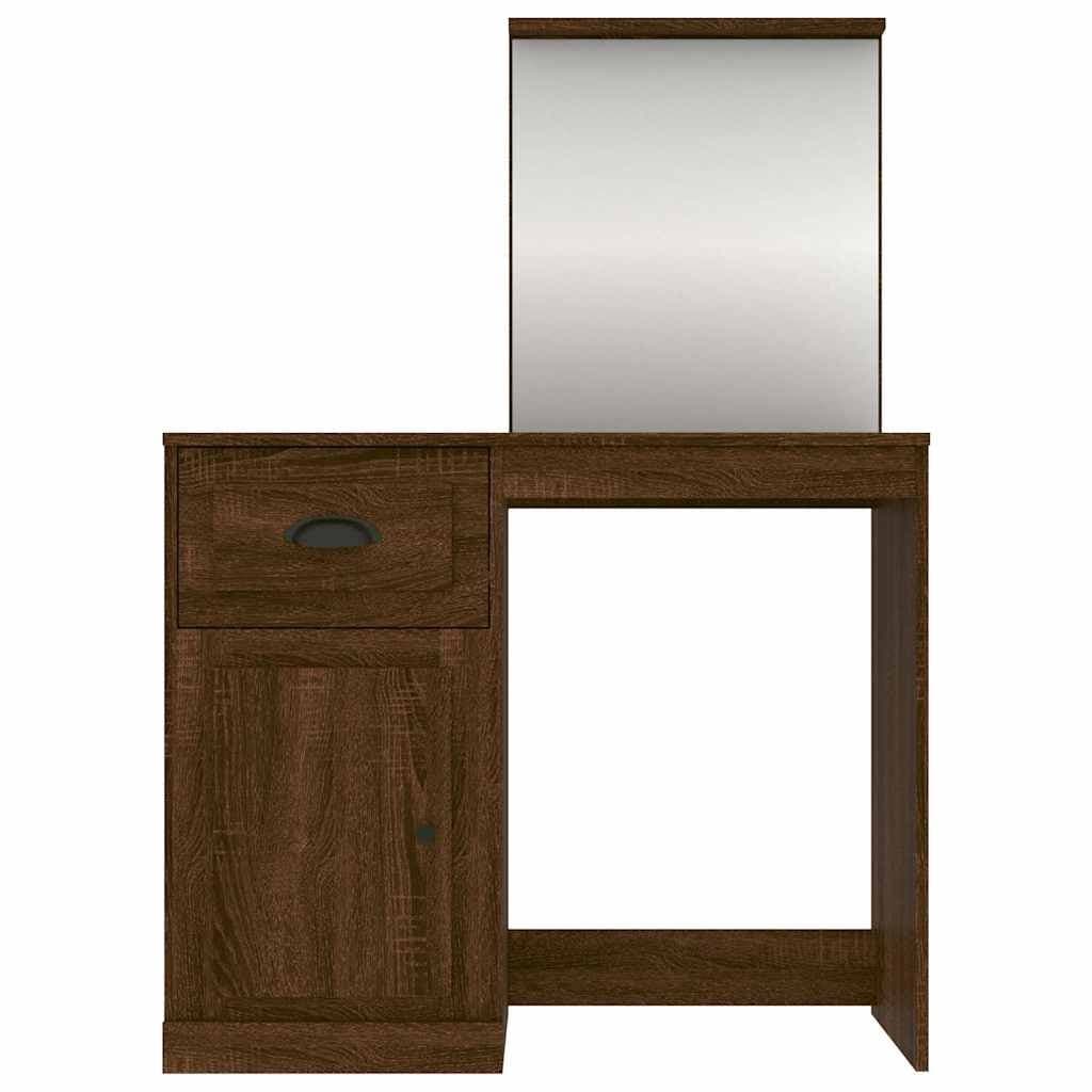 Bedroom Dressing Table with Mirror Brown Oak Vanity Unit Storage Makeup Desk