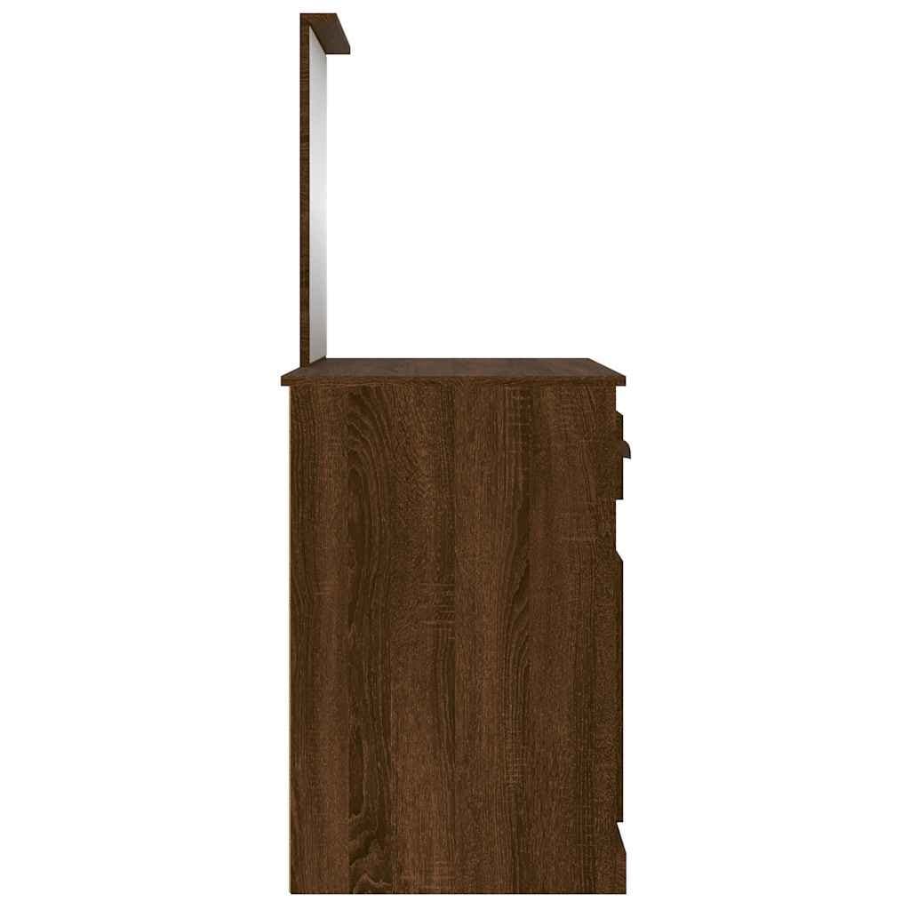Bedroom Dressing Table with Mirror Brown Oak Vanity Unit Storage Makeup Desk