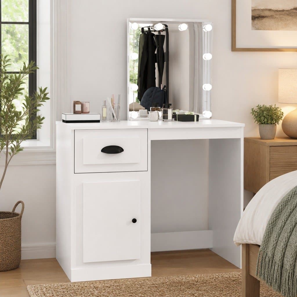 Dressing Table with LED Mirror and Ample Storage
