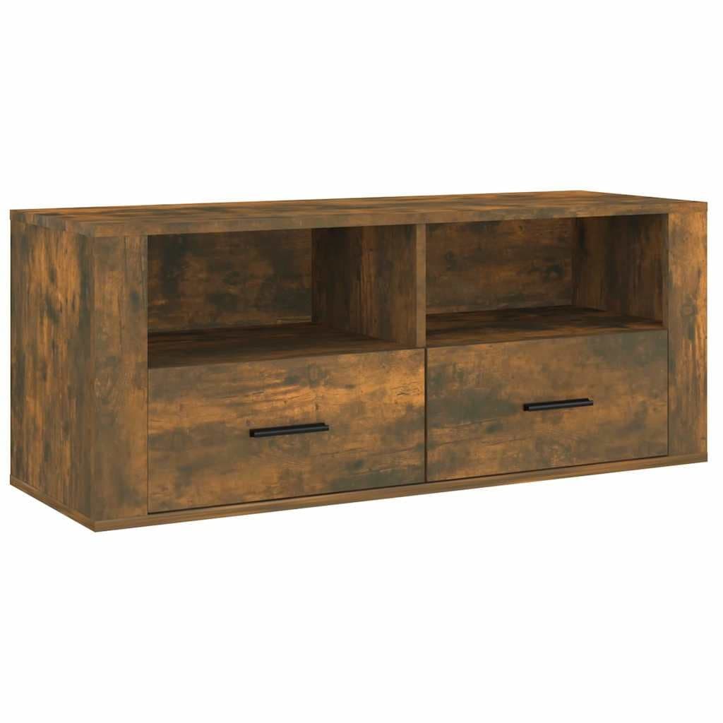 Smoked Oak TV Cabinet with Drawers and Compartments