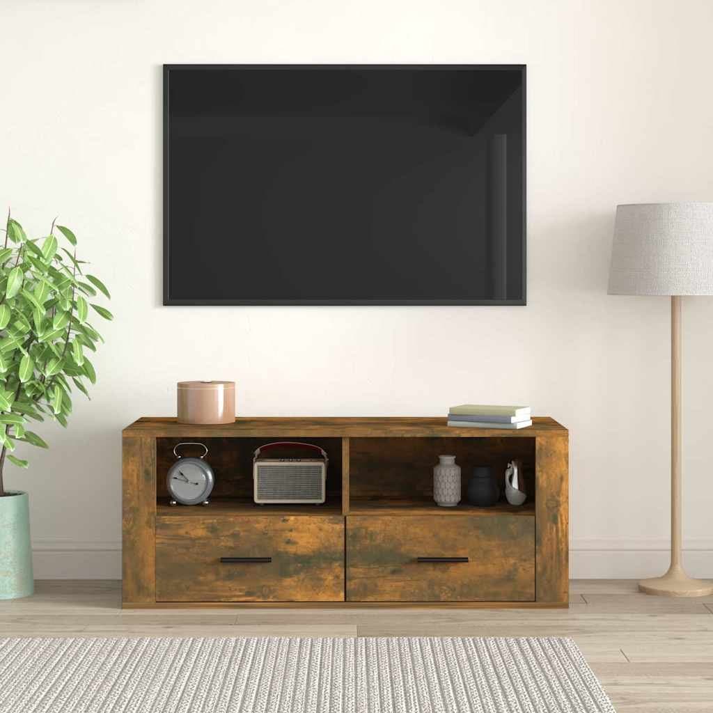 Smoked Oak TV Cabinet with Drawers and Compartments