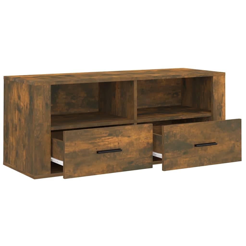 Smoked Oak TV Cabinet with Drawers and Compartments
