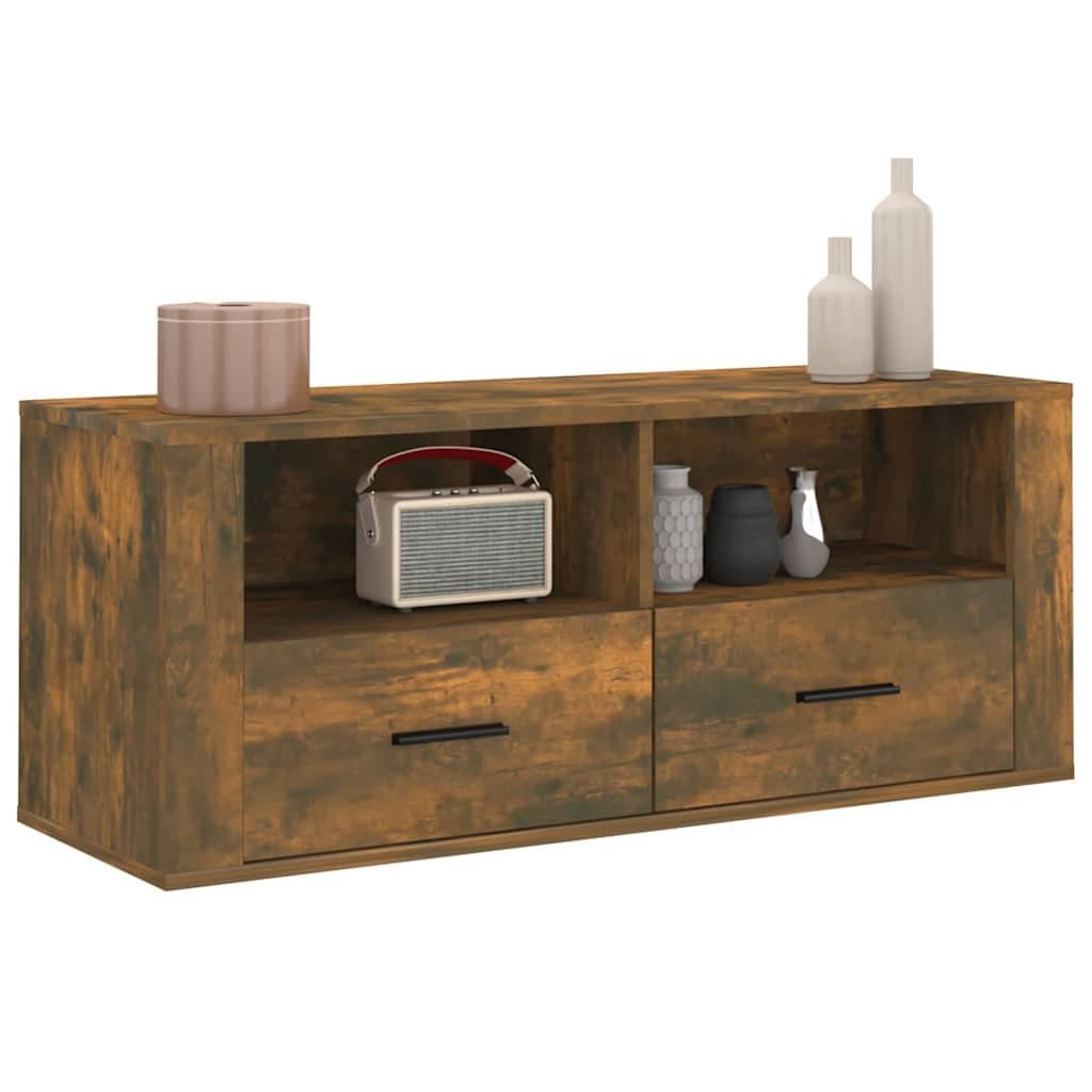 Smoked Oak TV Cabinet with Drawers and Compartments