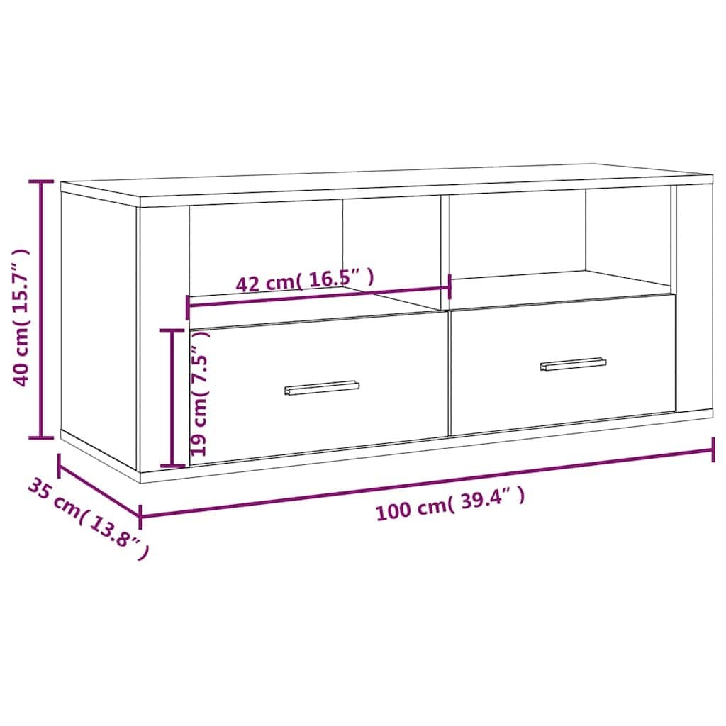Smoked Oak TV Cabinet with Drawers and Compartments