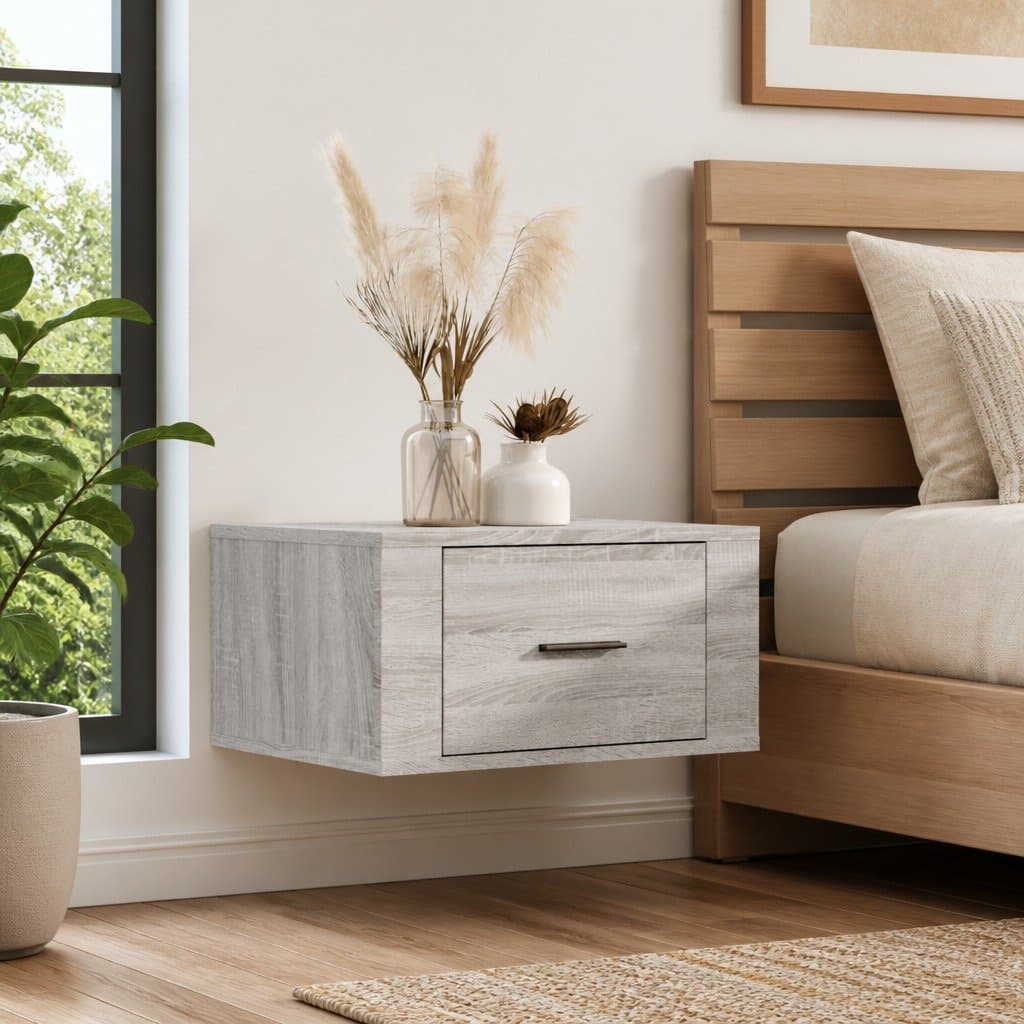 Grey Sonoma Wall-Mounted Bedside Cabinet