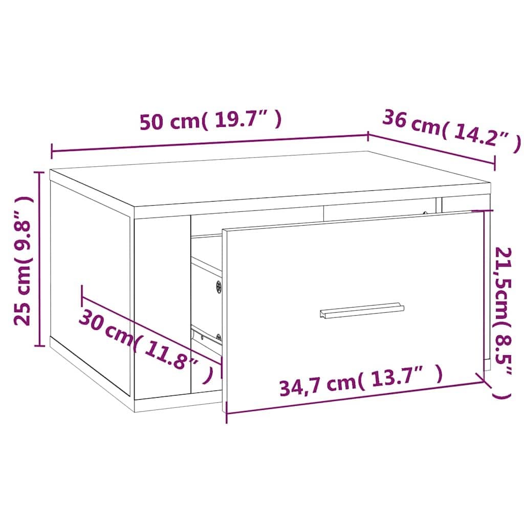 Grey Sonoma Wall-Mounted Bedside Cabinet