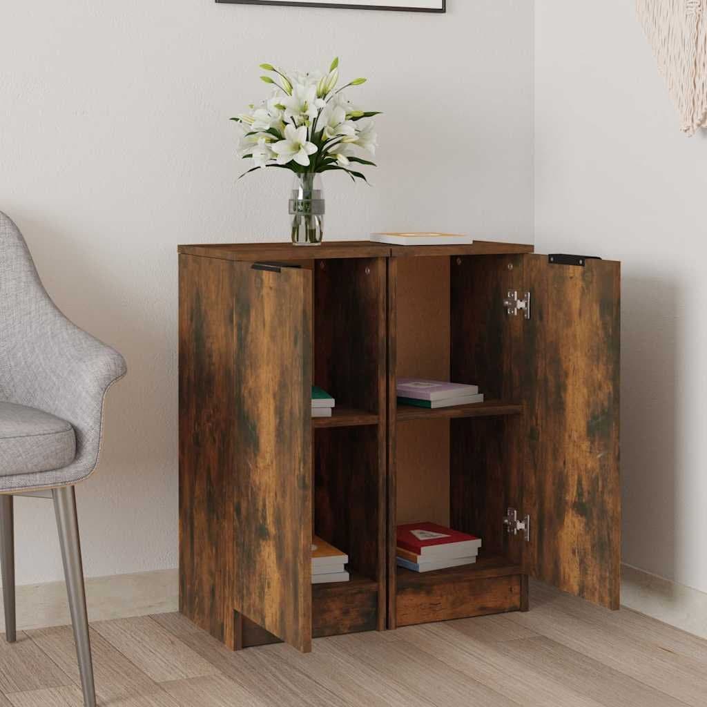 Brown Engineered Wood Storage Sideboards (2 pcs)