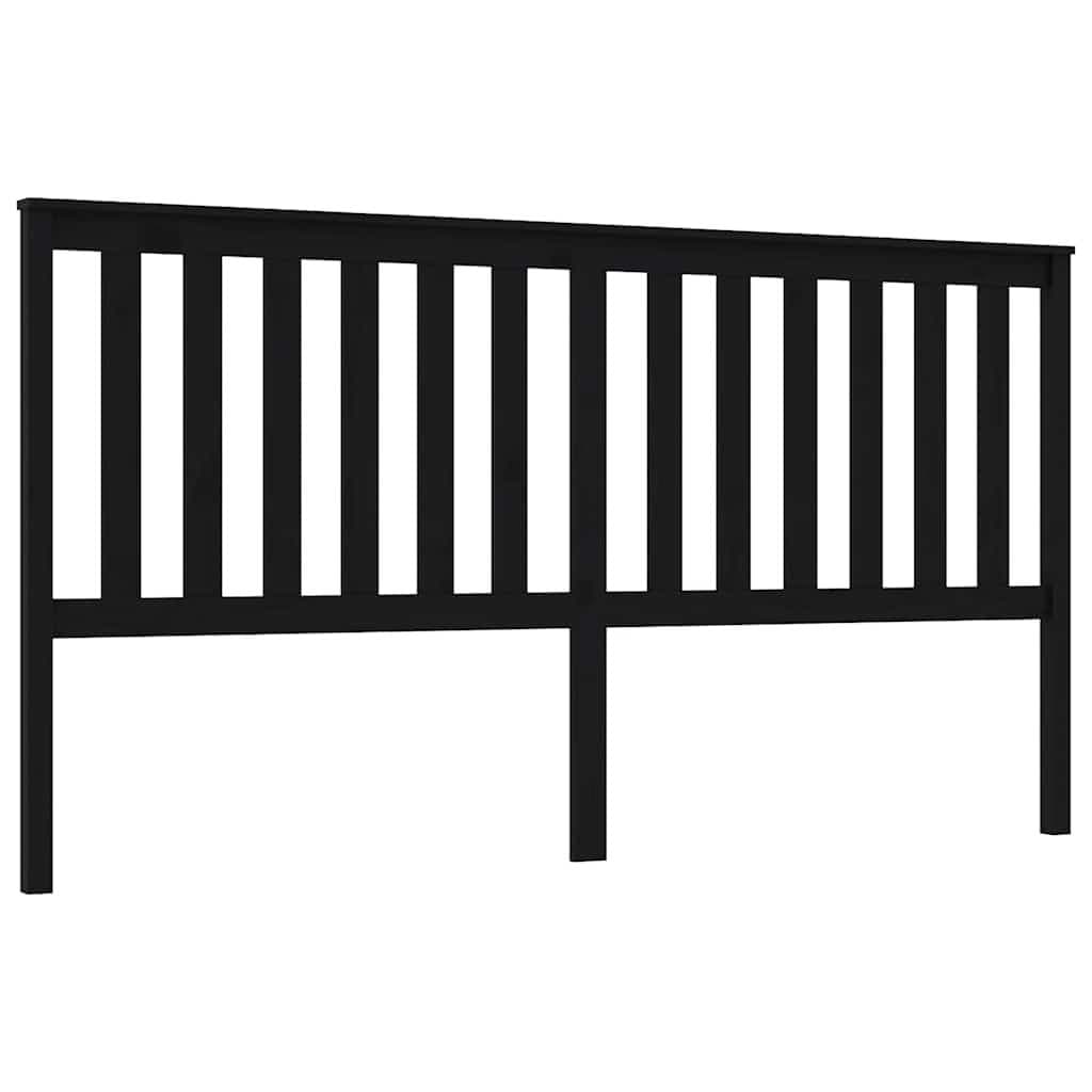 Black Solid Pine Wood 186cm Slatted Headboard for Beds