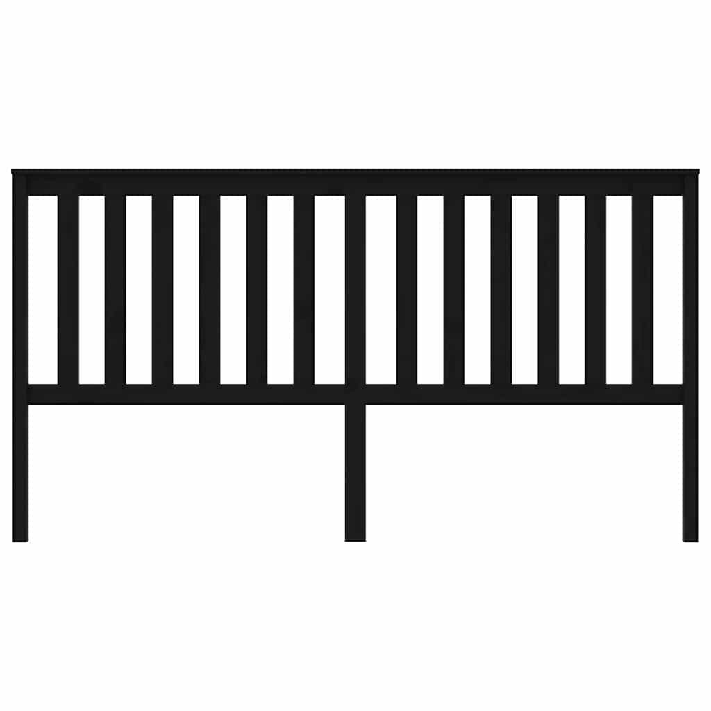 Black Solid Pine Wood 186cm Slatted Headboard for Beds