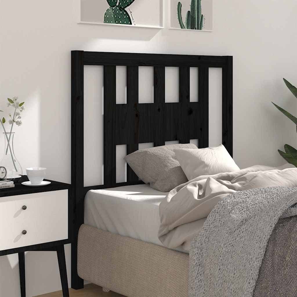 Black Solid Wood Pine Headboard 96 cm for Bed Frames