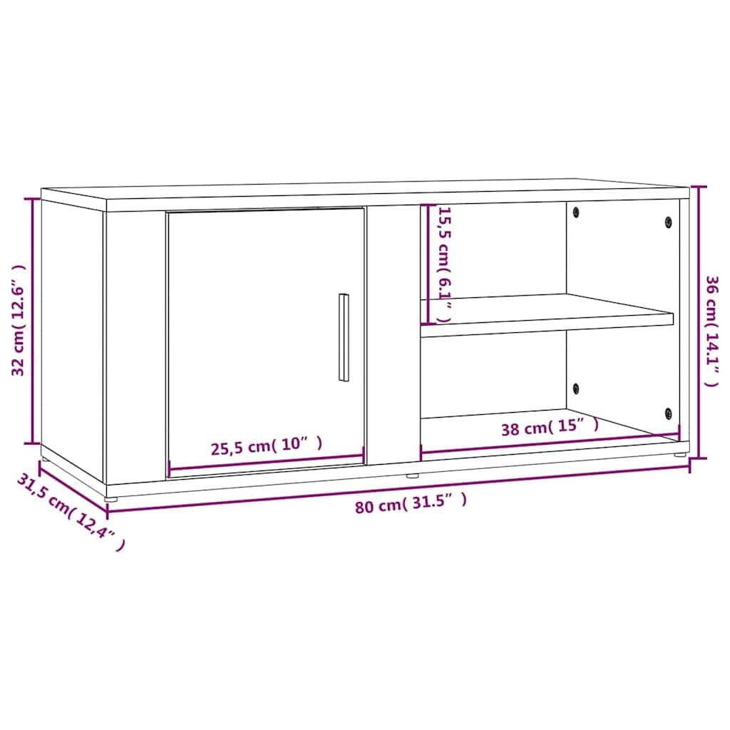 TV Cabinets 2 pcs High Gloss White 80x31.5x36 cm Media Storage Unit