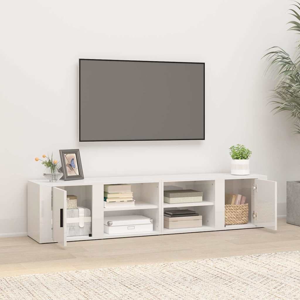 TV Cabinets 2 pcs High Gloss White 80x31.5x36 cm Media Storage Unit