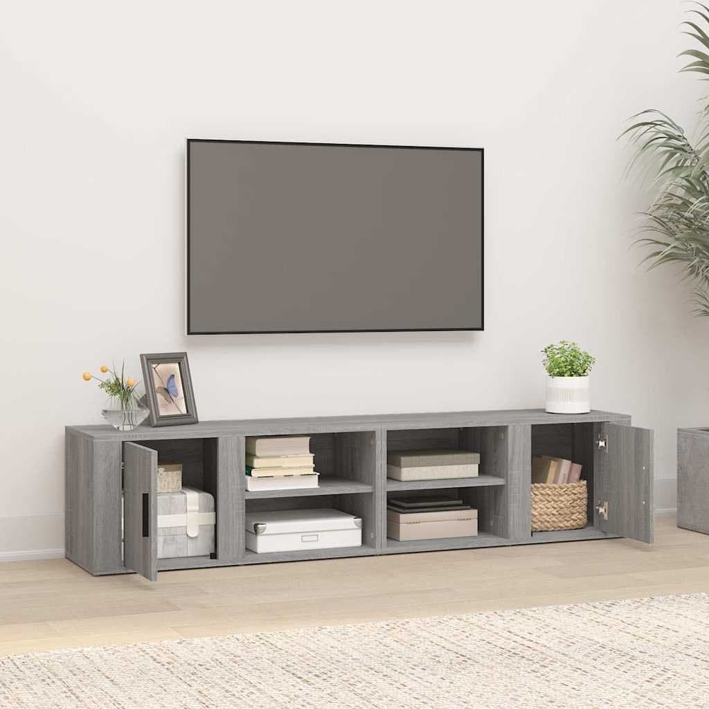 TV Cabinets 2 pcs Grey Sonoma Media Storage Unit with Doors Compartments