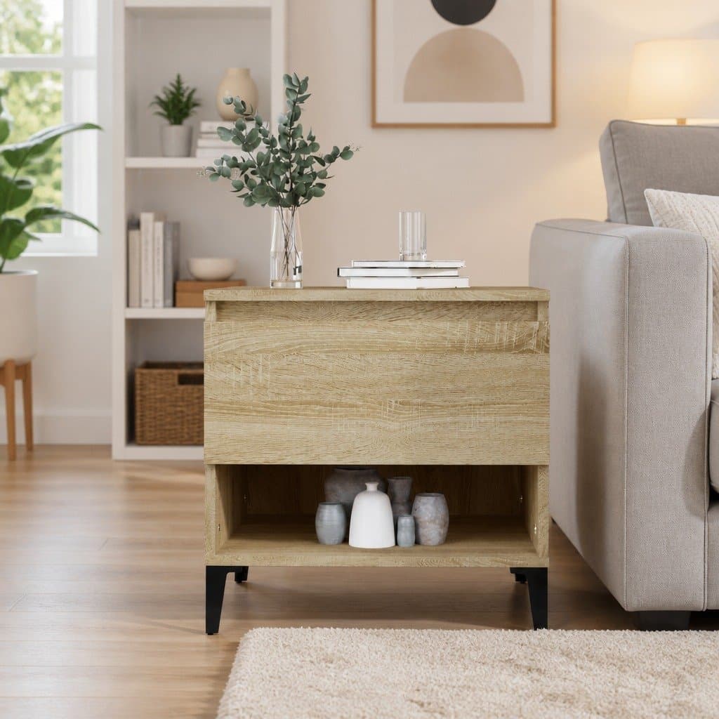 Brown Side Table with Storage Drawer