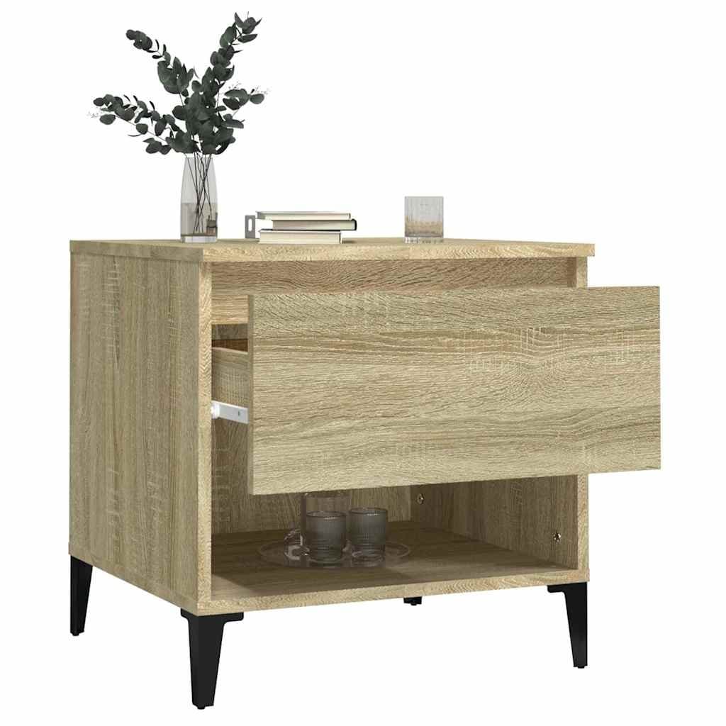 Brown Side Table with Storage Drawer