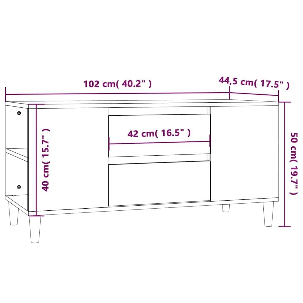 Grey Sonoma Engineered Wood TV Cabinet with Drawers