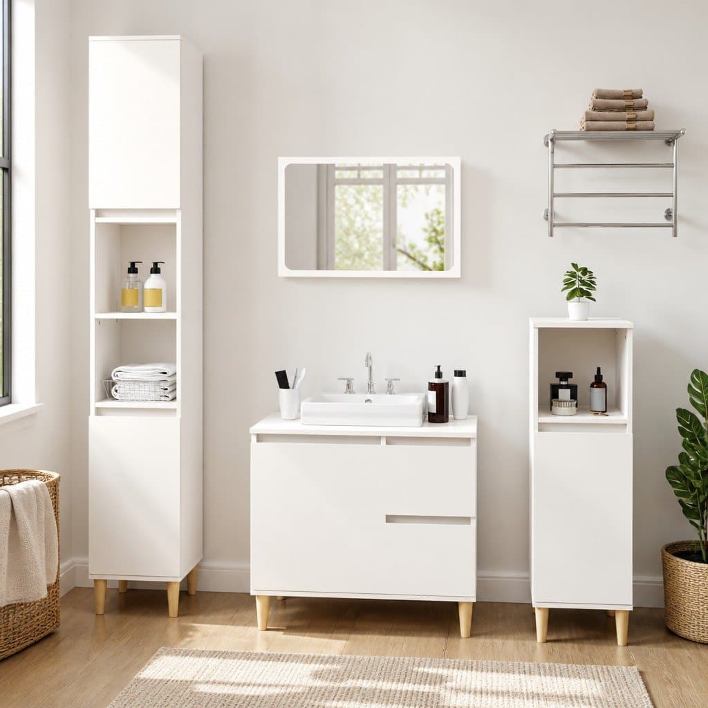 White Bathroom Vanity Cabinet with Durable Drawers