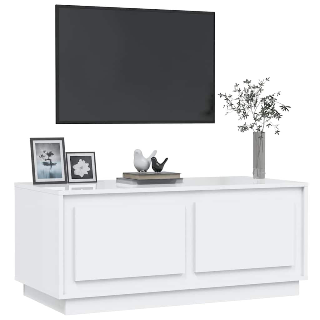 High Gloss White Coffee Table with Ample Storage
