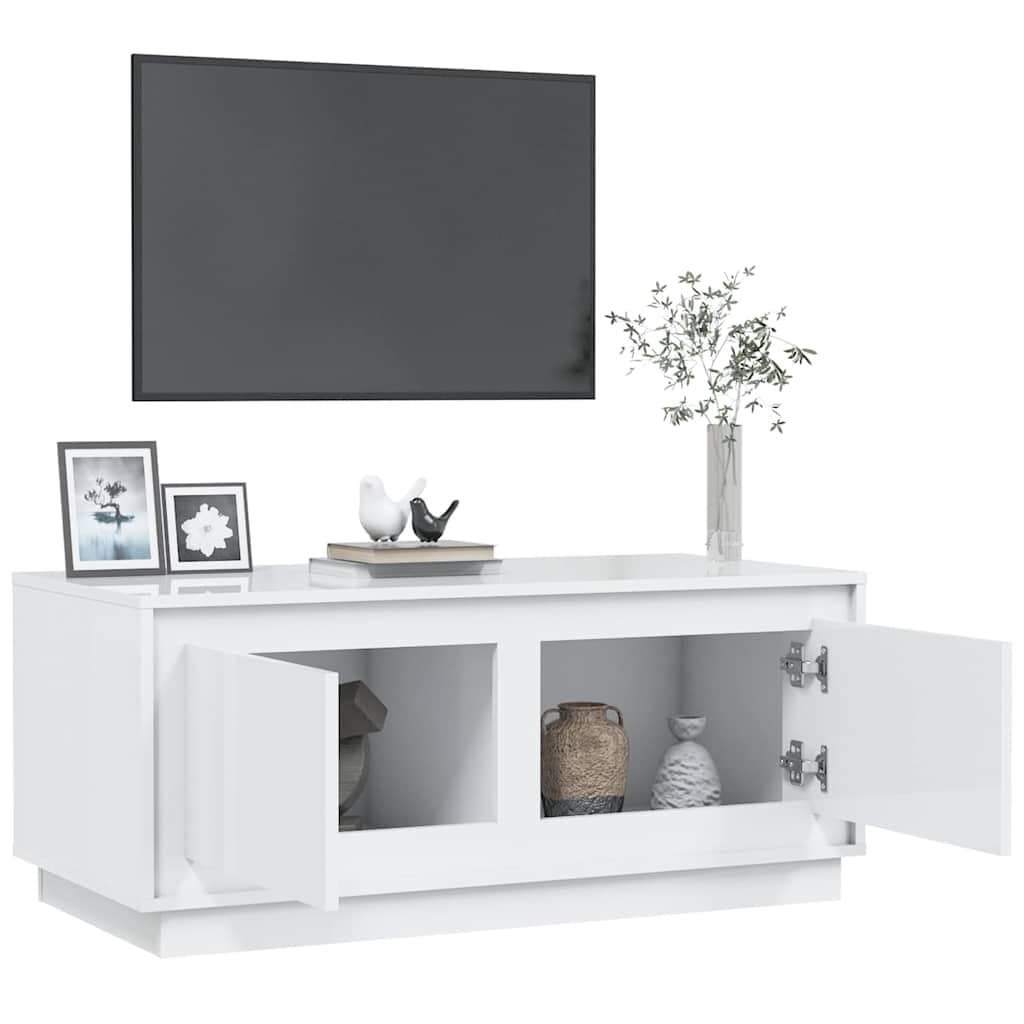 High Gloss White Coffee Table with Ample Storage