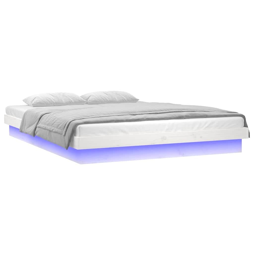 Solid Pine Bed Frame with LED Lights 135x190 cm