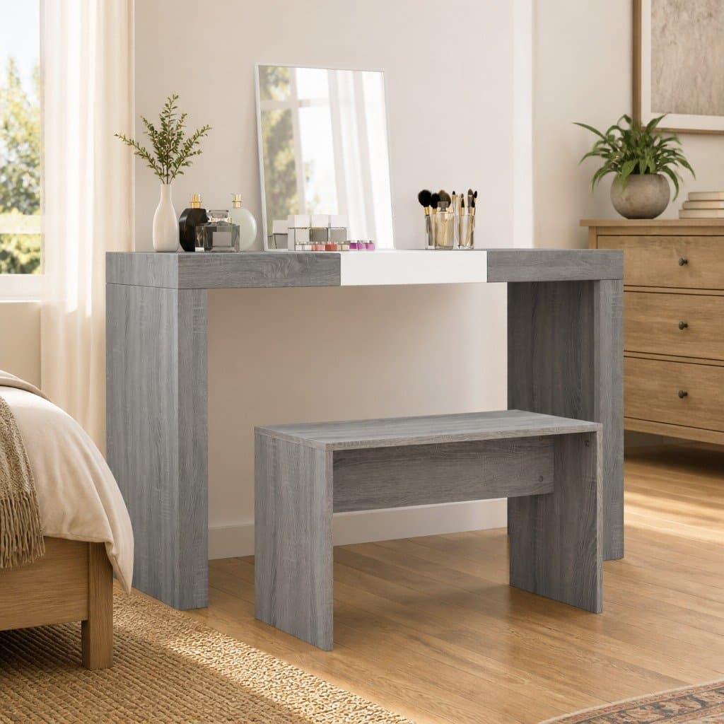Engineered Wood Dressing Stool in Grey Sonoma