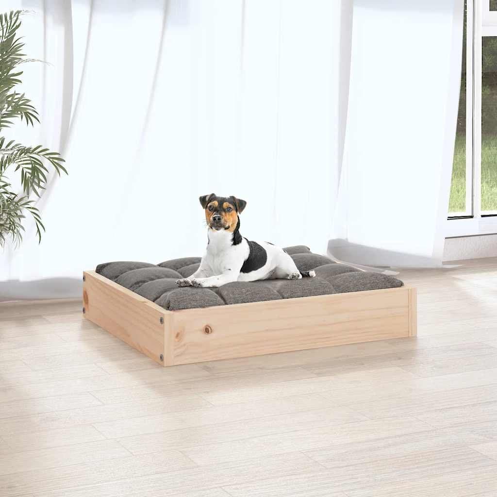 Rectangular Dog Bed in Brown Pine Wood