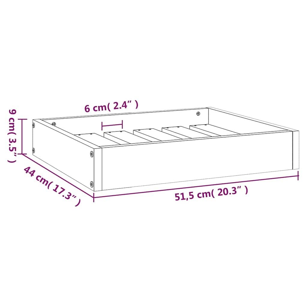 Rectangular Dog Bed in Brown Pine Wood