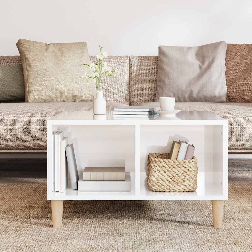 High Gloss White Coffee Table with Open Storage