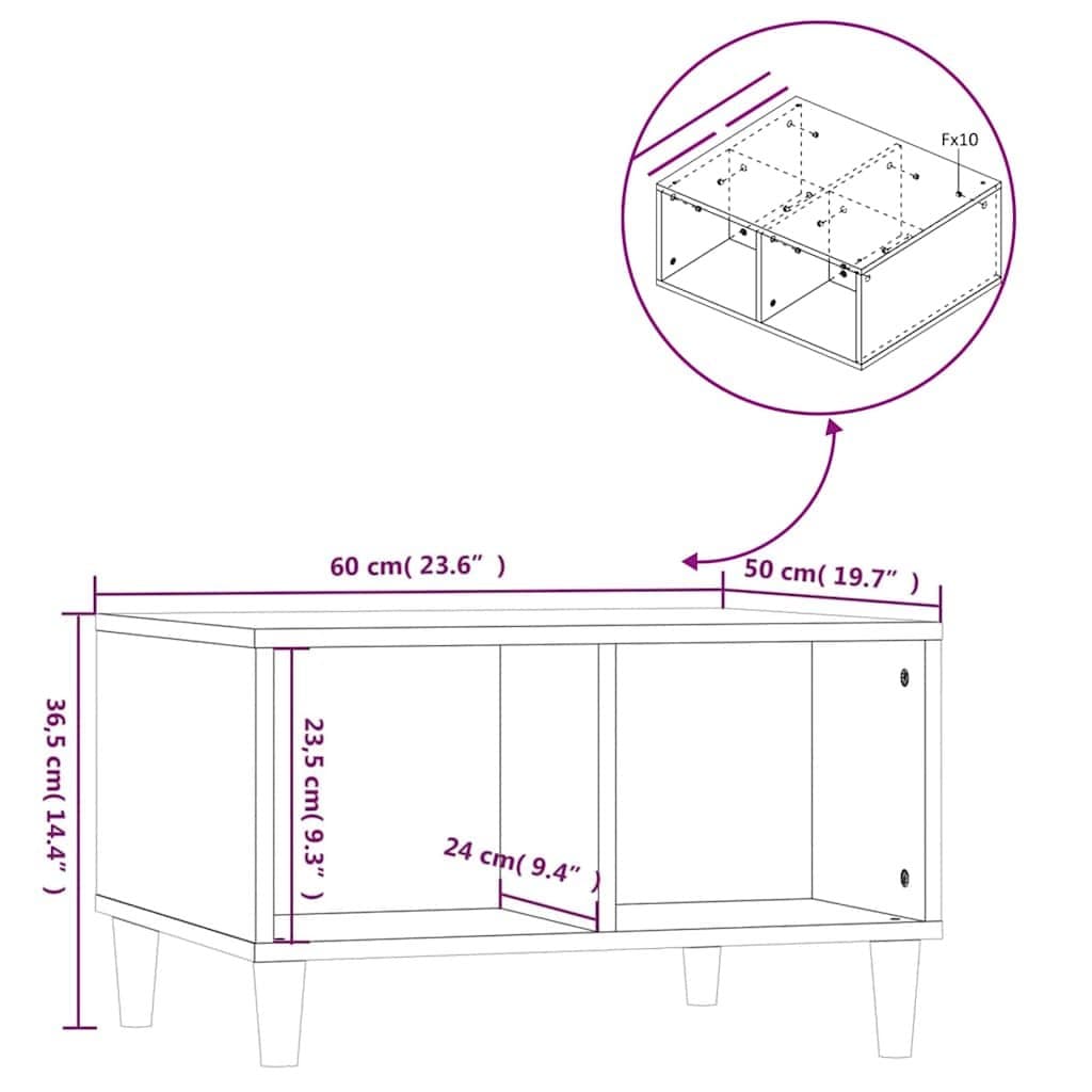 High Gloss White Coffee Table with Open Storage