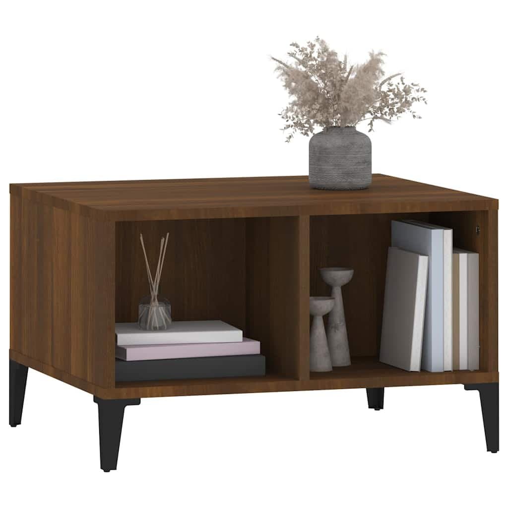 Brown Oak Coffee Table with Open Storage
