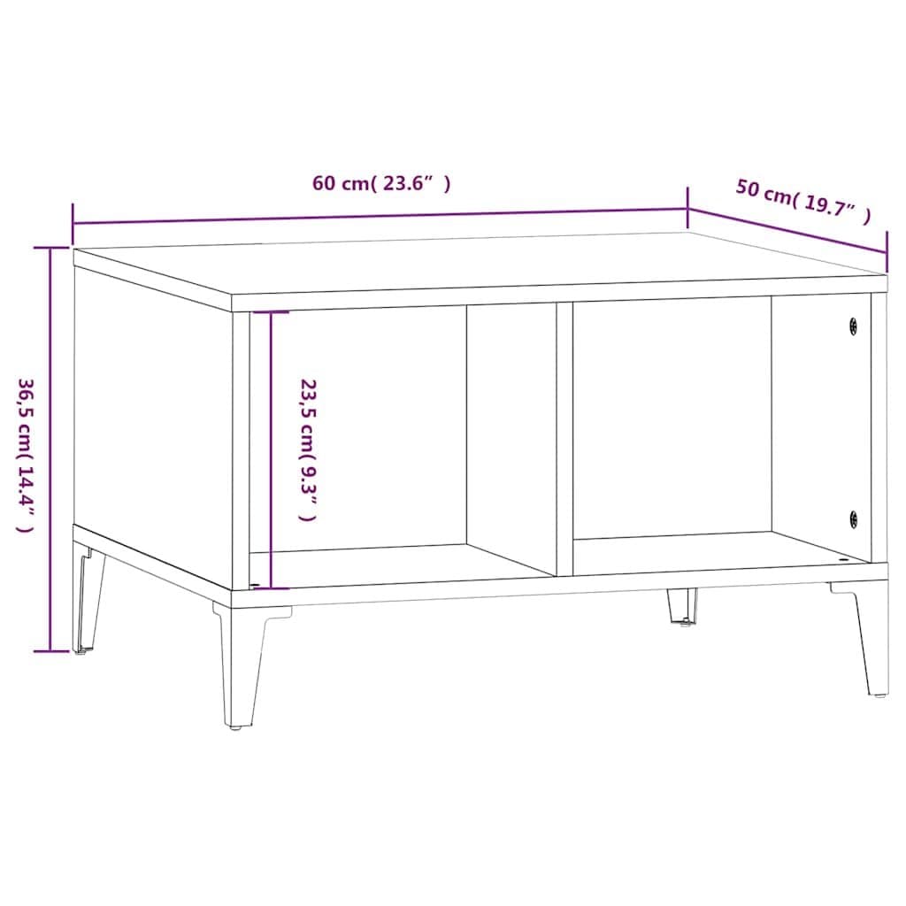 Brown Oak Coffee Table with Open Storage