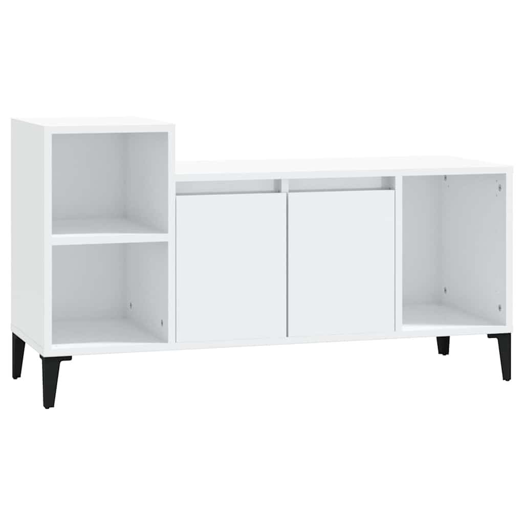 TV Cabinet White High Gloss Media Storage Unit Engineered Wood Entertainment
