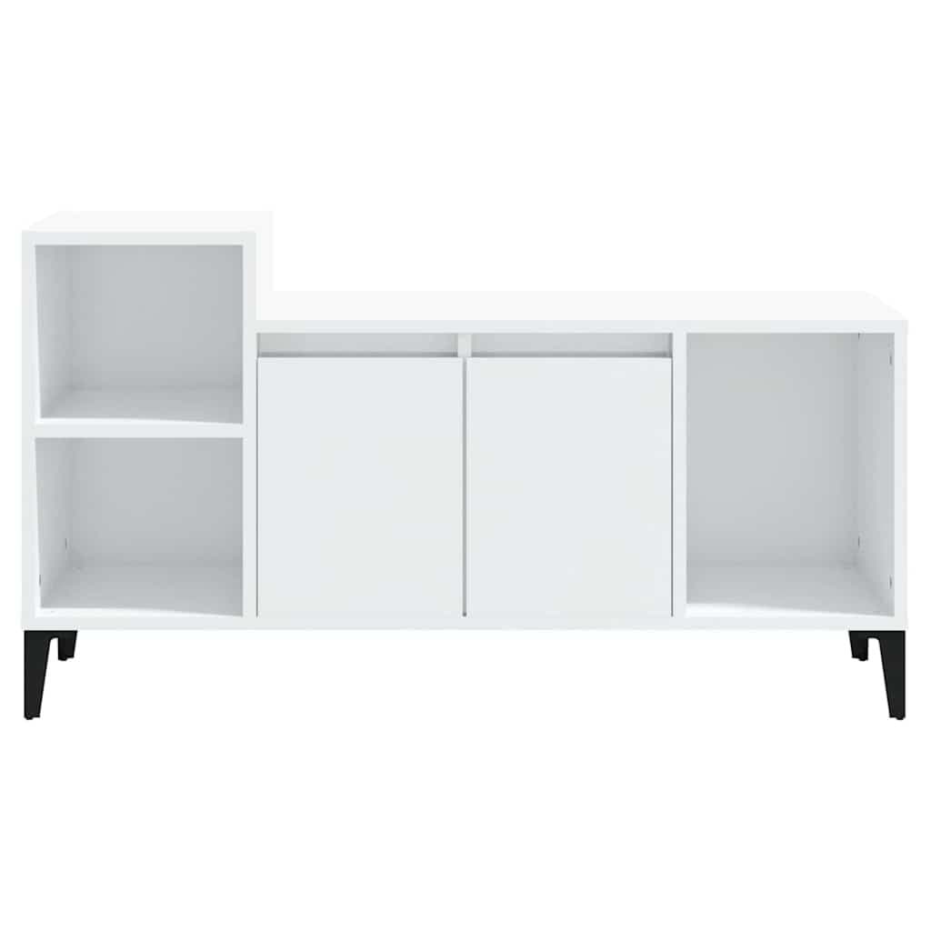 TV Cabinet White High Gloss Media Storage Unit Engineered Wood Entertainment