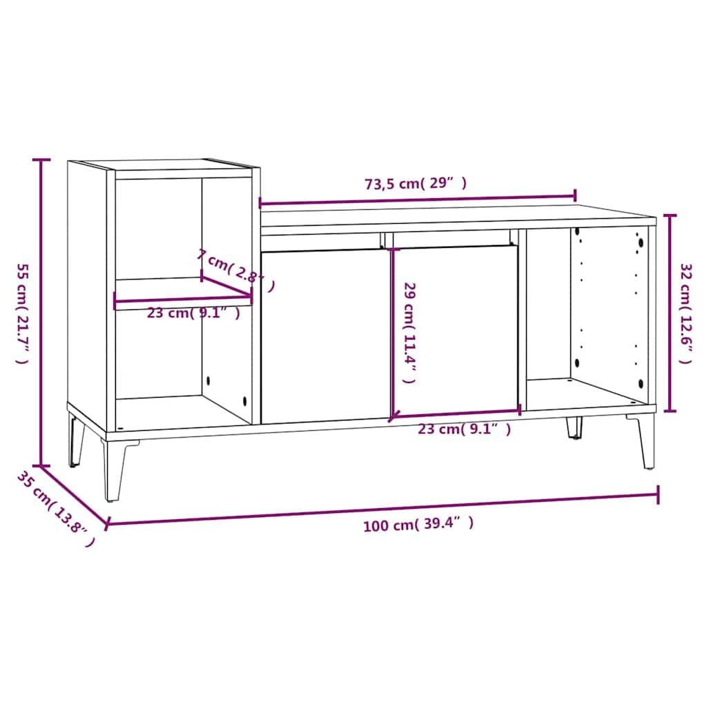 TV Cabinet White High Gloss Media Storage Unit Engineered Wood Entertainment