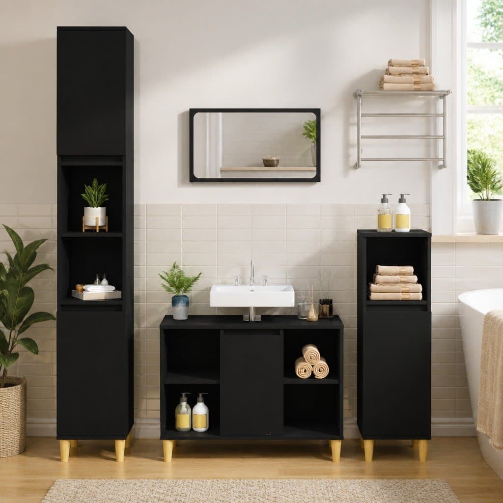 Black Bathroom Vanity Sink Cabinet Unit