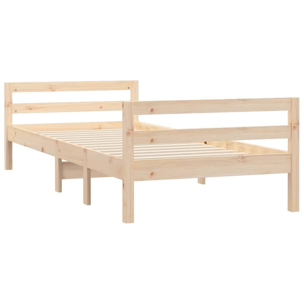 Solid Wood Pine Bed Frame 90x190 cm Brown