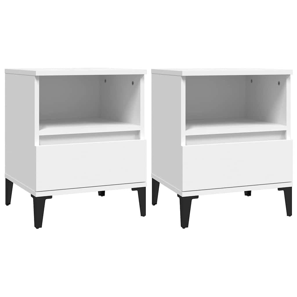 White Bedside Cabinet with Drawer and Compartment