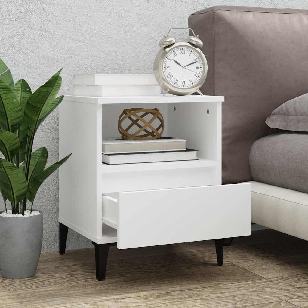 White Bedside Cabinet with Drawer and Compartment