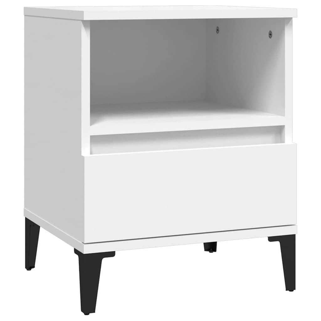 White Bedside Cabinet with Drawer and Compartment