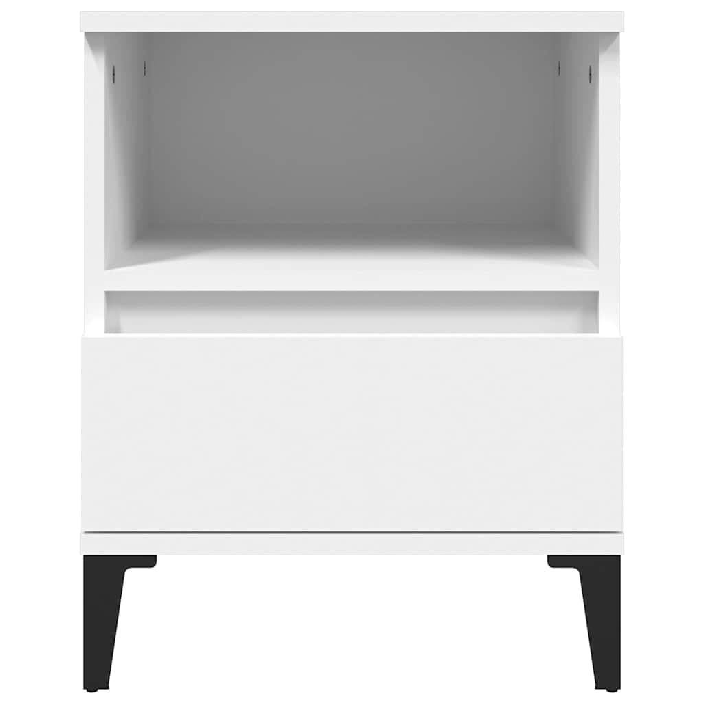 White Bedside Cabinet with Drawer and Compartment