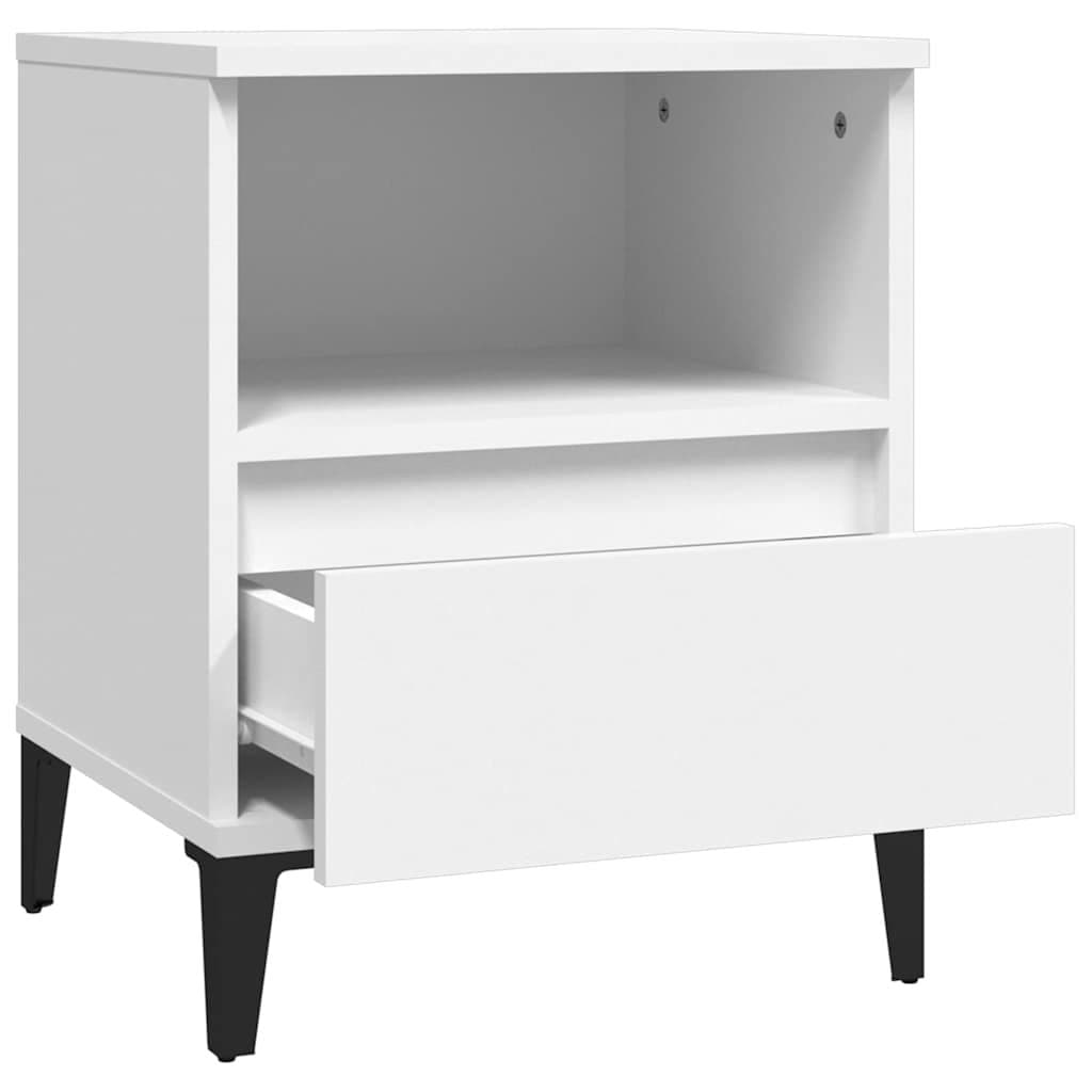 White Bedside Cabinet with Drawer and Compartment