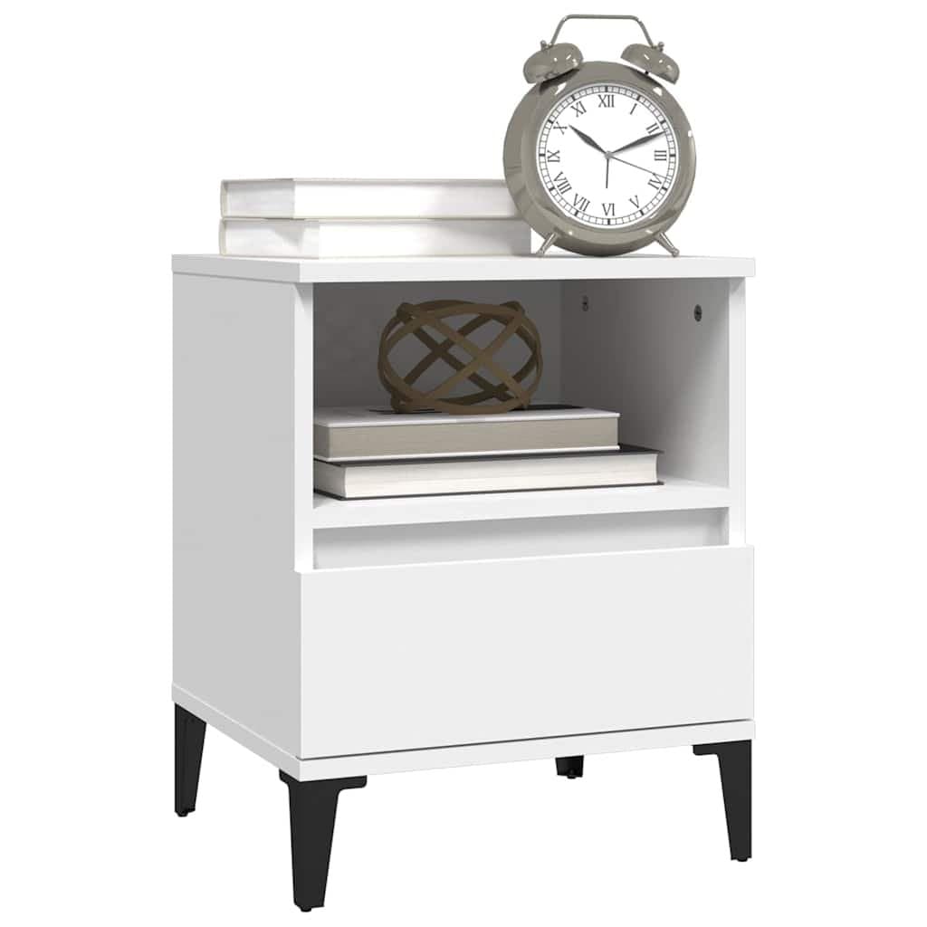 White Bedside Cabinet with Drawer and Compartment