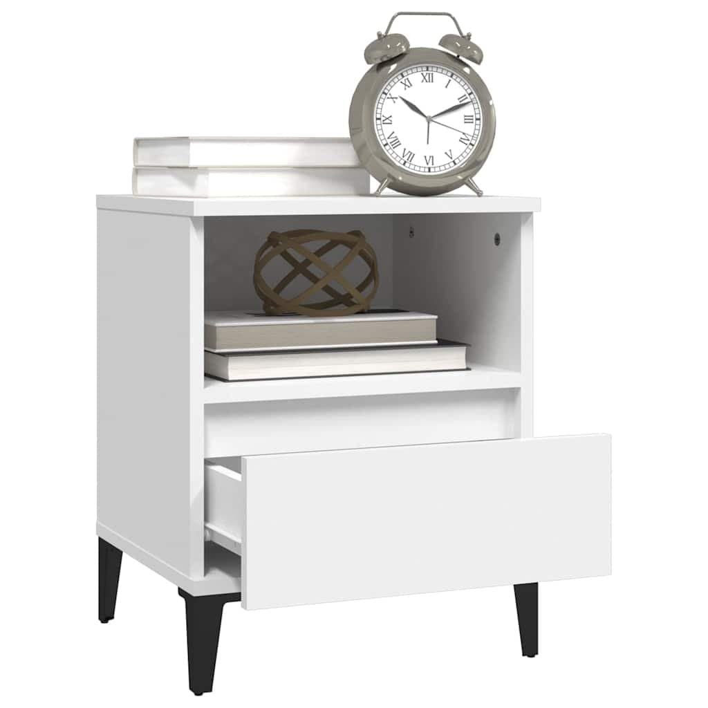 White Bedside Cabinet with Drawer and Compartment