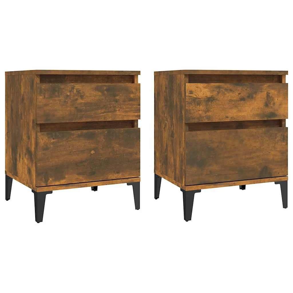 Bedside Storage Cabinet Set 40x35x50cm Brown