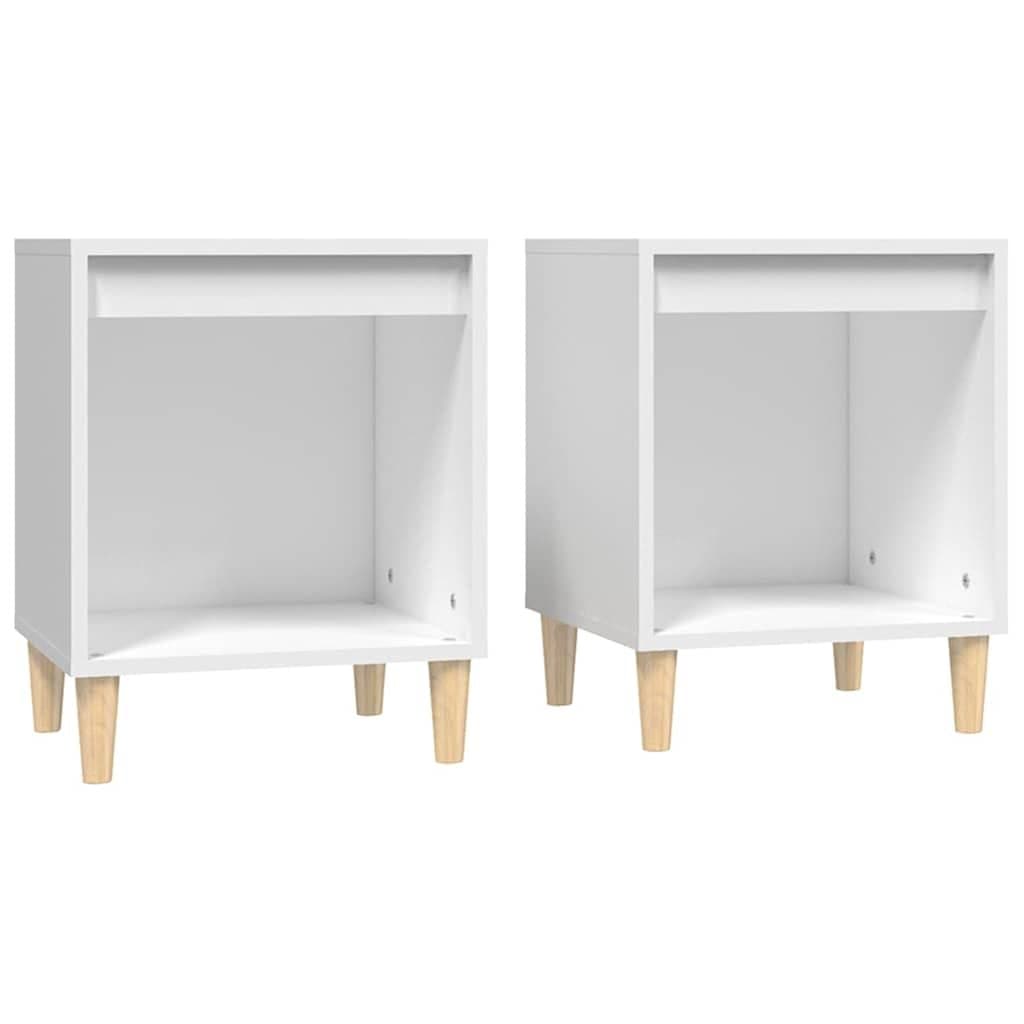 Bedside Cabinets 2 pcs White 40x35x50 cm Engineered Wood Storage Tables