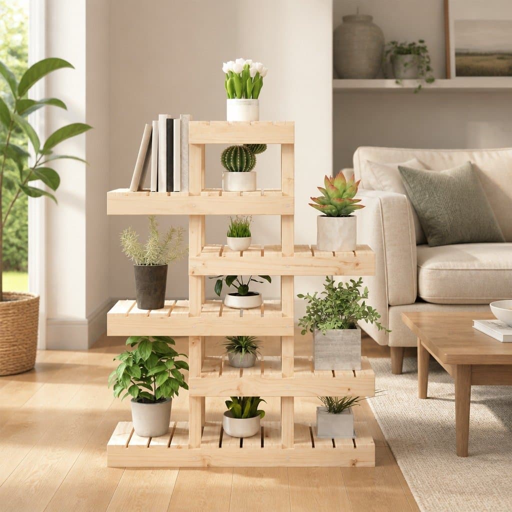 Wooden Plant Stand for Displaying Flowers and Plants