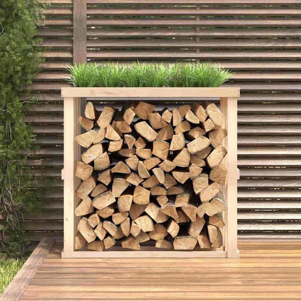 Outdoor Log Holder with Planter for Firewood Storage