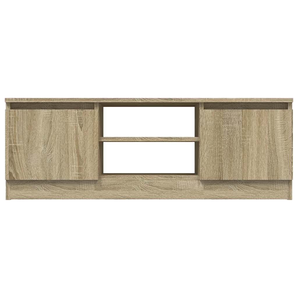 Brown TV Cabinet with Doors and Shelves for Storage