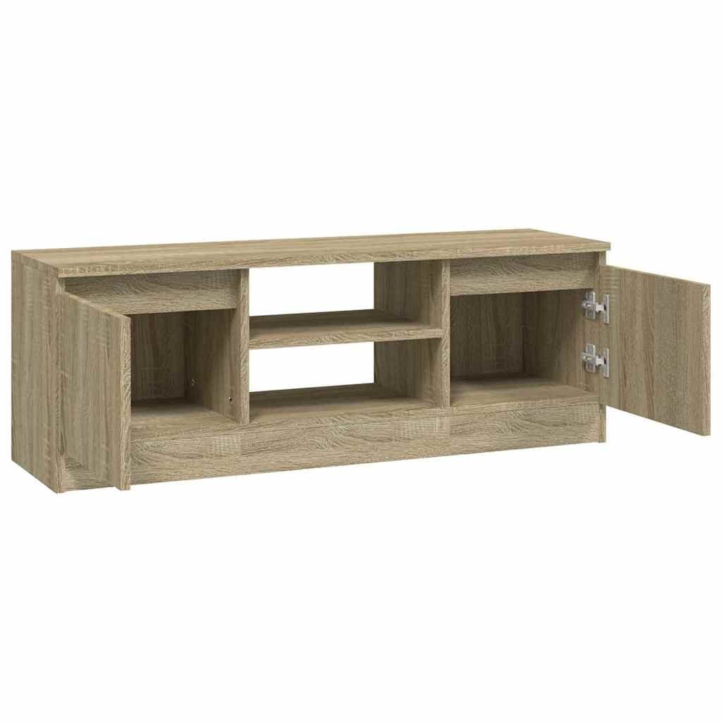 Brown TV Cabinet with Doors and Shelves for Storage