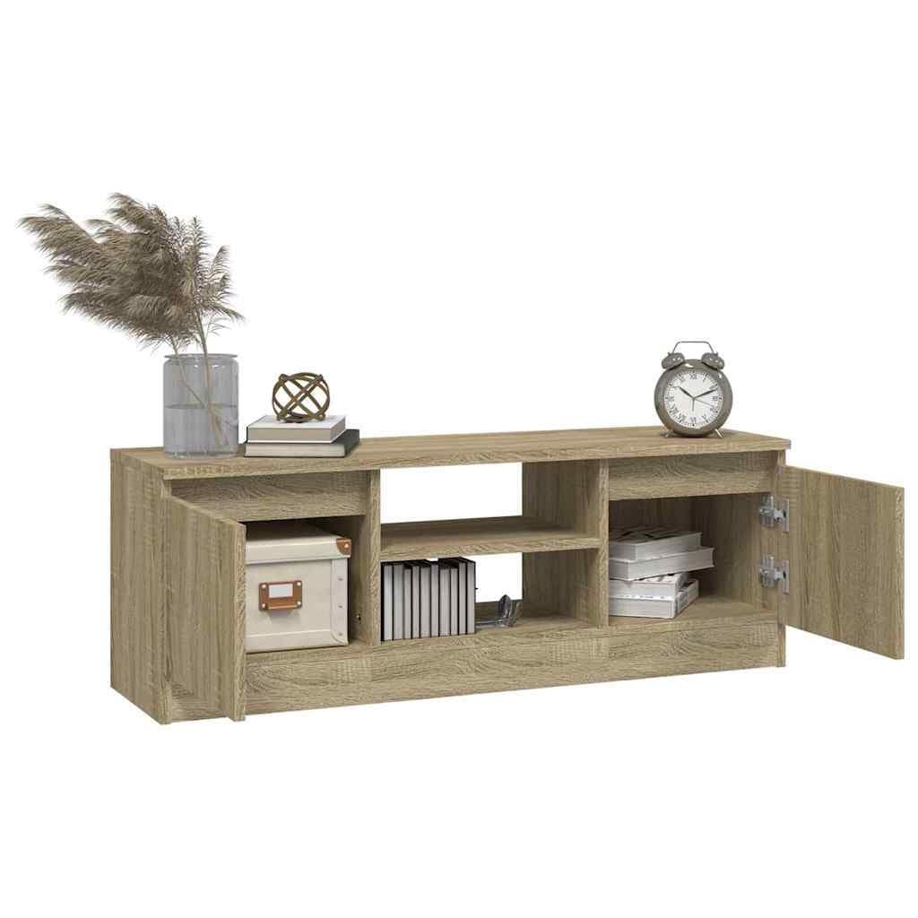 Brown TV Cabinet with Doors and Shelves for Storage